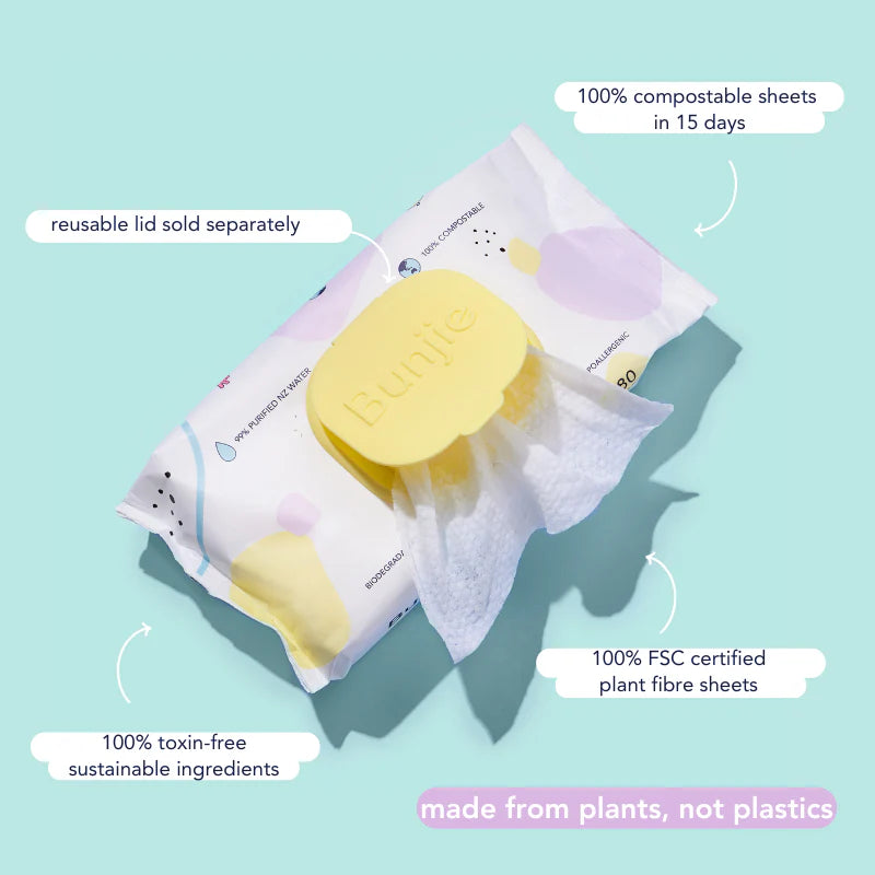 Bunjie - 12 Pack of Probiotic Baby Wipes