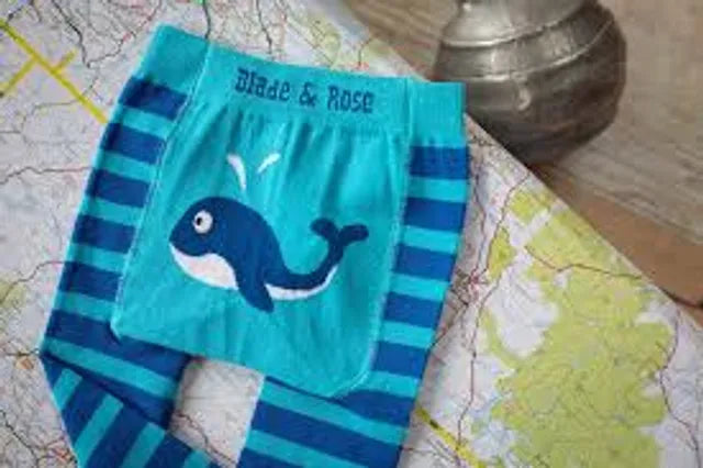Blade & Rose Blue Whale Printed Leggings with Elasticised Waistband