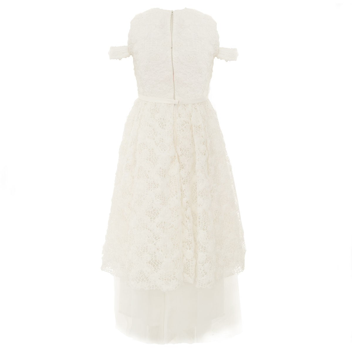 Drop Sleeves Embroidered Lace Long Dress