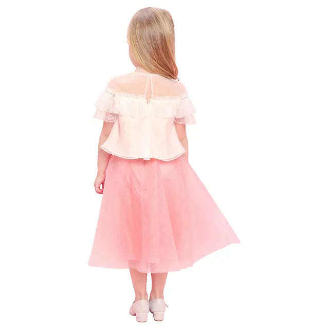 Baby Doll - Tulle Skirt & Lace Top Set - Coral