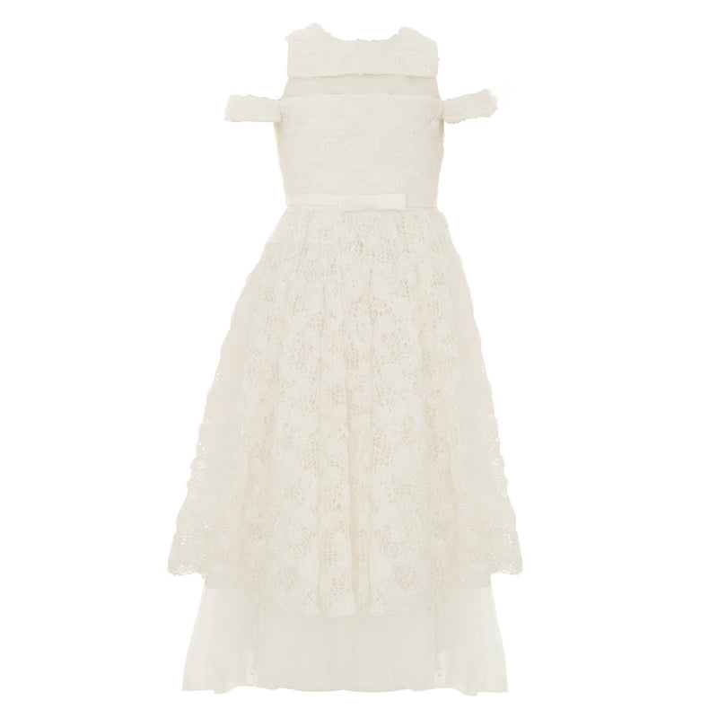 Drop Sleeves Embroidered Lace Long Dress